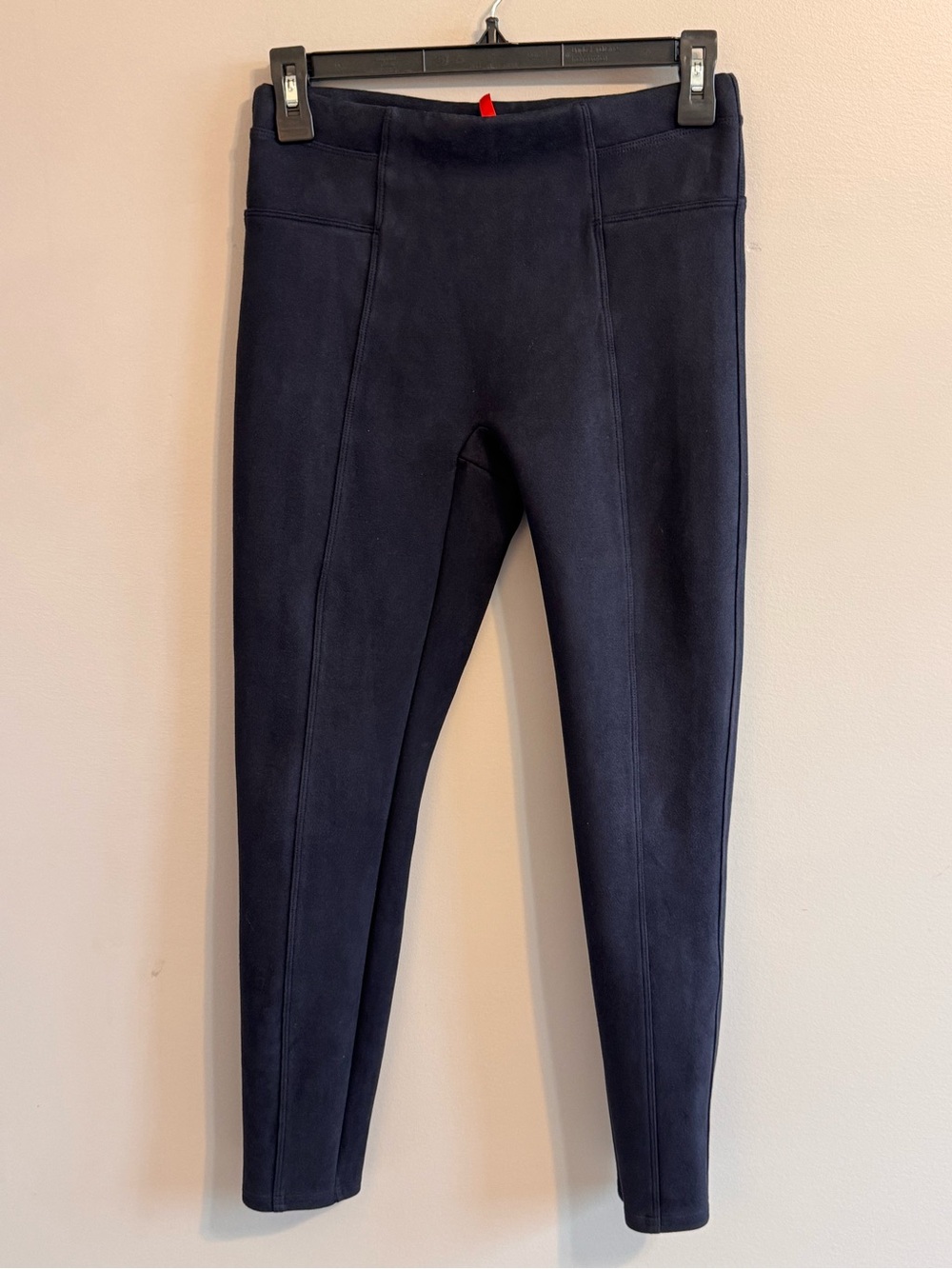 SPANX Faux Suede Leggings Women's Small Petite Black High Rise Pull On